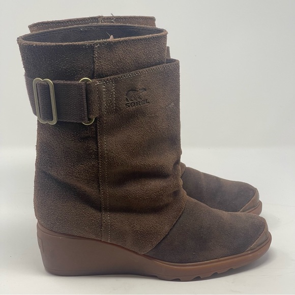 Sorel Toronto Boots Womens 8 Brown Suede Mid Calf Wedge Heel NL2117-248 - Picture 1 of 16